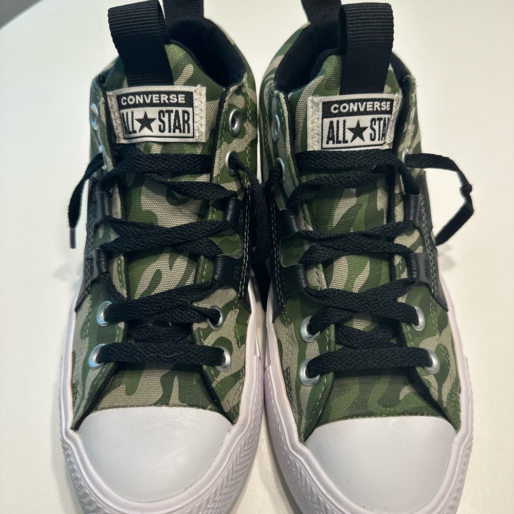 Converse All Star Camo High Tops with Black and White Accents boys size 5